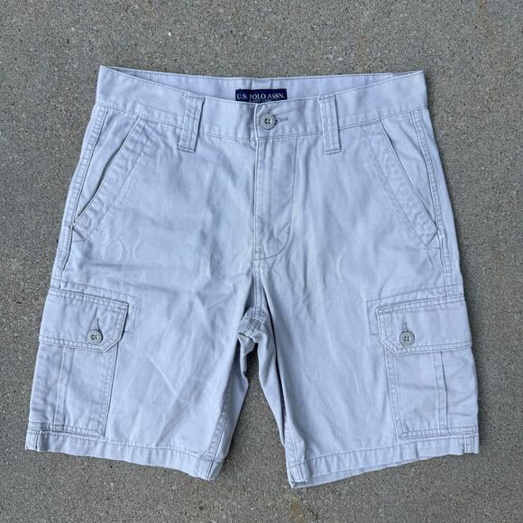 US Polo Assn Beige Cotton Cargo Shorts - Size 30 - Picture 1 of 6